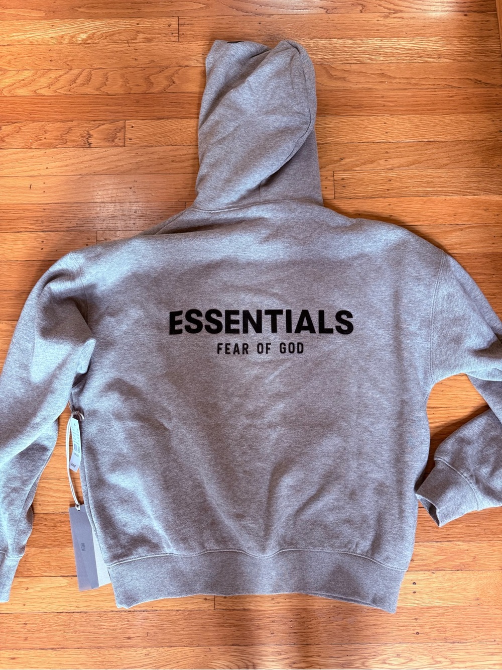 Fear of God ESSENTIALS Grey Hoodie with Black Logo